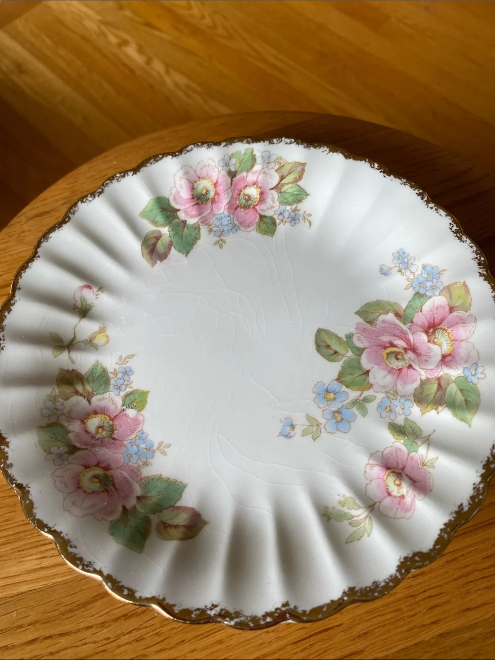 Vtg Limoge China Rose Scalloped 7 1/4” Dessert/Bread/Salad Plates set of 8